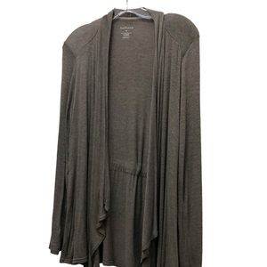 Van Heusen ng Sleeve Open Front Asymmetric Hem Cardigan Women's Size M Tan